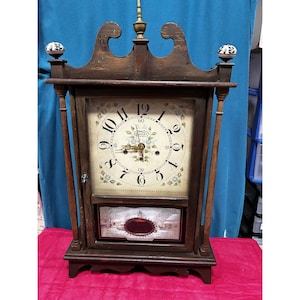New England Clock Co. Scroll & Pillar Home to Thanksgiving Updated to Quartz Pendulum Movement