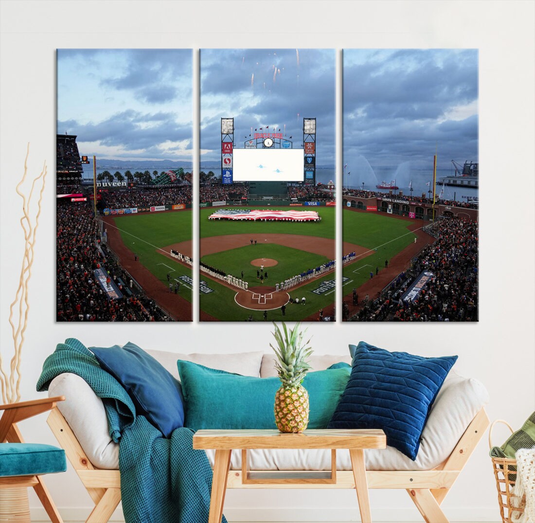 Oracle Park San Francisco Giants Stadium Framed Wall Art Canvas Print