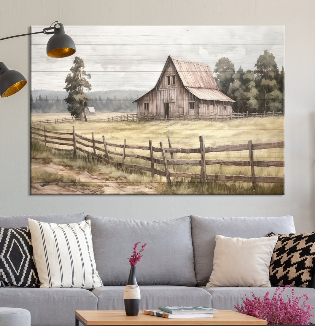 Rustic Canvas Vintage Wooden Barn Canvas Farmhouse Wall Decor Rustic Primitive ...
