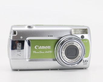 Y2K Canon PowerShot A470 Werkend, ontbrekende rubberen hoes