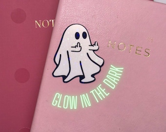 funny ghost sticker Halloween stickers, spooky season, glow in the dark holographic sticker
