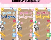 Editable Welcome Door Sign First Day of School Banner Template | Classroom Door Decor | Painted Banner Template | Canva Template