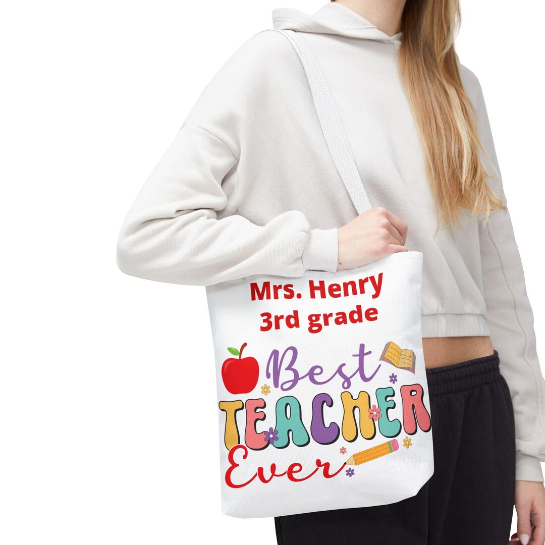 Personalized Teacher Tote Bag - Custom Name Educator Present - Etsy