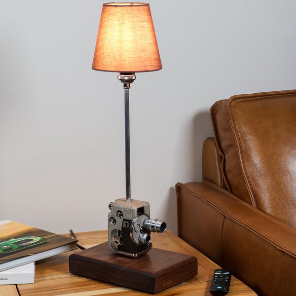 Vintage 1950s Revere Model B-63 8mm Movie Camera  - Upcycled Artisan Table Lamp - Hand-Made Home Decor Artwork #237