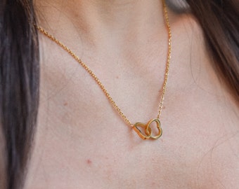 Heart Necklace | Gold Minimalist Necklace | 18K Gold Necklace | Hypoallergenic Jewelry | Mom Gift