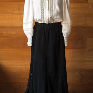 Black corduroy skirt in vintage style midi for women (France), size m, l