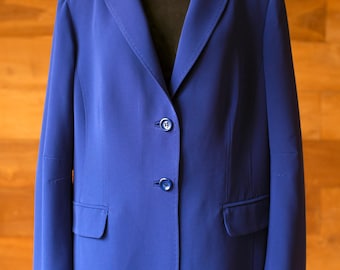 MARINA RINALDI Royal Blue Wool Blazer Jacket Size 3XL Classic Suit Jacket