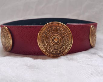 Small Yves Saint Laurent Leather Belt Red Stripes Silver  display picture 1