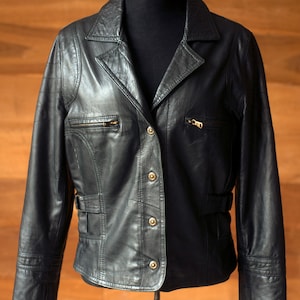 Black genuine leather jacket Vera Pelle, size s, m