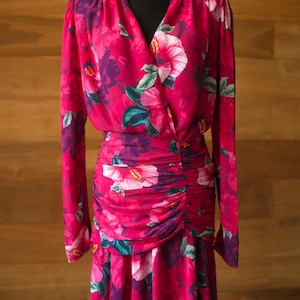 Pinko midi fuchsia floral summer dress, size s