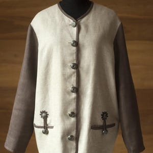 Milk brown linen jacket women&#39;s oberwalder, size l