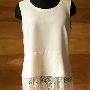 Twin Set Cream summer top with lace, size S, M