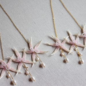 Bead Embroidered Peach Opal Pendant Statement Handmade Necklace main image 0