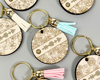 Best Friend Keychain Gift with Spotify Keychain Code Music Key Chain for BFF Gift for Best Friend Spotify Code Wood Keychain Birth Flowers