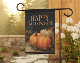 Cozy Halloween Home and Garden Flag, Happy Halloween Porch Banner, Fall Pumpkins House Flag, Orange Halloween Flag, Friendly Halloween Flag
