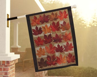 Die Farben der Herbst-Haus- und Gartenfahne, Herbstveranda-Banner, Herbstfarben-Hausfahne, bunte Blätter-Verandafahne, Erntezeit-Gartenfahne
