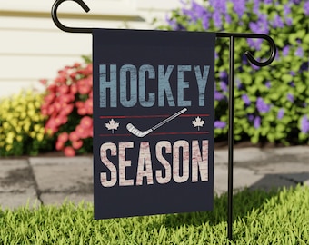 Hockey-Saison Haus- und Gartenfahne, Hockey-Fan-Outdoor-Flagge, Hockey-Liebhaber-Veranda-Flagge, Wintersport-Hausfahne, Eishockey-Gartenfahne
