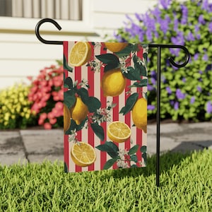 Fresh Lemons Home and Garden Flag, Lemon Grove Porch Banner, Retro Lemons House Flag, Fresh Citrus Garden Flag, Yellow Porch Flag
