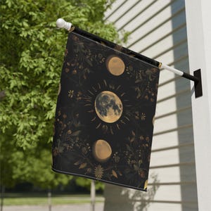 Bandiera per casa e giardino con carta dei tarocchi Luna, stendardo da veranda con fasi lunari, bandiera per casa con estetica Cottagecore, bandiera da giardino con vibrazioni stregonesche, vintage