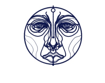 Moon Embroidery Design File For Embroidery Machine Art Inspired Stitch File For Machine Embroidery Art Moon Face Design .DST .PEC .PES .exp