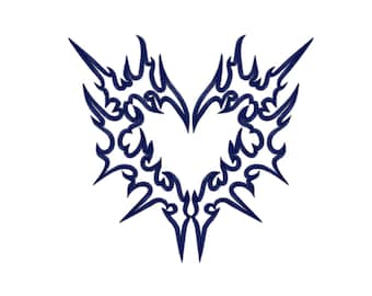 Y2K Heart Embroidery Design Tribal Heart With Flames Machine Embroidery Design Y2K Style Heart Embroidery Trendy Embroidery Design Trendy