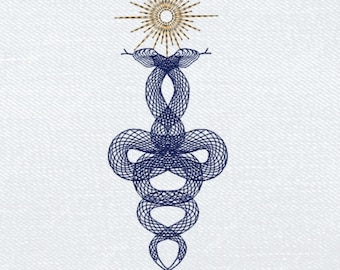 Cool Snake Embroidery Design Snake Embroidery File Celestial Symbolist Snake Stitch File Serpent Embroidery Design Snake Embroidery File dst