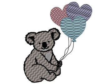Cute Koala Embroidery Design Koala Embroidery File Koala Balloons Machine Embroidery Designs For Kids Birthday Embroidery Koala Stitch File