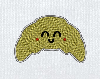 Cute Croissant Embroidery Design Croissant Machine Embroidery Design Croissant Stitch File Cute Design For Kids Croissant Face Embroidery