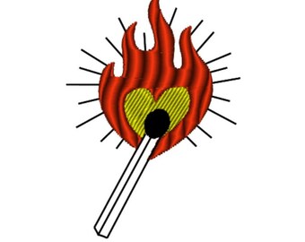 Cute Match Embroidery Design Fire Embroidery Design Flames Embroidery File Flames Machine Embroidery Fire Design Small Cute Embroidery File