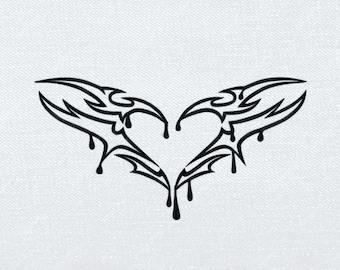 Y2K Embroidery Design Y2K Embroidery File Heart Tribal Embroidery Design Tribal Heart DST Trendy Machine Embroidery Design 90s Tattoo DST