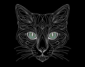 Cat Embroidery Design Black Cat Embroidery Design Artistic Cat Silhouette Embroidery Design With Cat Embroidery File Machine Embroidery Cat