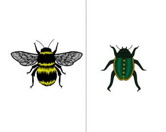 Beetle & Bee Embroidery Design Beetle Machine Embroidery Design Bee Machine Embroidery File Insect Embroidery Design Pack Scarab Embroidery