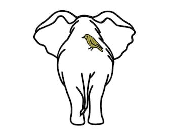 Elephant Back Embroidery Design Elephant Back Side Machine Embroidery Design Elephant Silhouette Embroidery Design Elephant Behind dst Cute