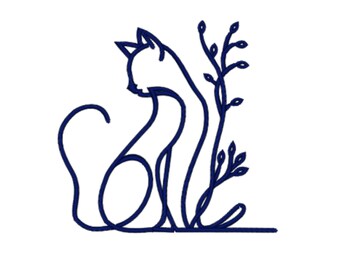 Cat Embroidery Design Cat Machine Embroidery Design Black Cat Silhouette Embroidery Design With Cat Line Art Cat Embroidery File Cat .DST +