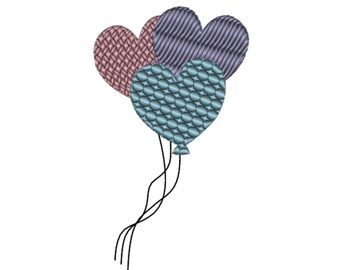 Heart Balloons Embroidery Design Balloons Machine Embroidery Design For Birthday Embroidery Design For Birthday Banner Embroidery Design dst