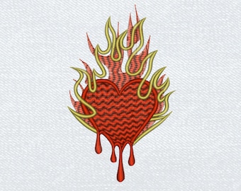 Heart On Fire Embroidery Design Fire With Heart Trendy Embroidery Designs Trendy Heart Embroidery Designs Heart Love Embroidery Design DST