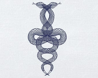 Snake Machine Embroidery File Snake Embroidery Design With Snake Stitch File Serpent Embroidery Design Snake Embroidery File Graphic Snake