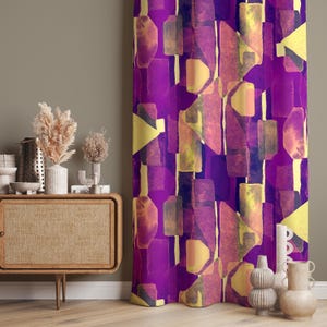 Decorative Curtains, Purple Hues Drapes, Modern Art Curtain, Contemporary Window Treatment, Blackout Opt, Living Room Curtain, Custom Fabric
