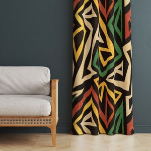 Abstract Decor Curtains, Geometric Shaped Abstract Colour Curtains, Colorful Curtains, Leaf Patterned Home Drapes, Vibrant Curtain Panels,