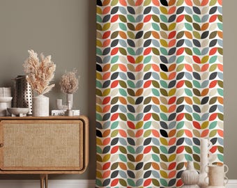 Colorful Boho Window Curtains, Curtains For Retro Decor, Abstract Flower Patterned Living Room Curtain, Printed Bedroom Room Window Drapes