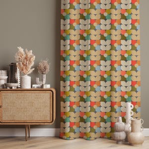 Retro Curtains, Vintage Design Drapes, Mid Century Modern Window Treatment, Blackout Opt, Living Room Curtain, Custom Size Fabric, Valance