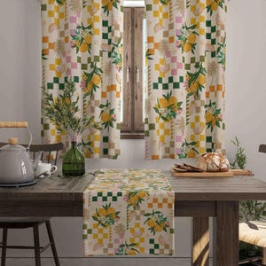 Citrus Curtains, Lemon Decor Kitchen Drapes, Blackout Option, Custom Size Window Treatments, Home Decor, Cafe Curtain Panel