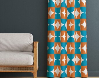 Zasłona okienna w stylu retro, geometryczna: Zasłony w stylu lat 70., opcja zaciemniająca, rozmiar niestandardowy