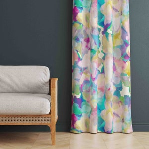 Light Color Abstract Patterned Window Curtains, Colorful Window Drapes, Abstract Decor Home Curtains, Leaf Patterned Home Drape, Light Decor