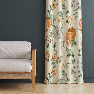 Flower Window Curtains, Floral Decor Curtains For Living Room Home Curtains, Vintage Decor For Home, Daisy Drapes, Retro Decor For Home