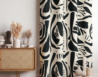 Black White Curtains, Modern Art Drapes, Abstract Curtains, Home Decor Window Treatments, Blackout Option, Custom Size, Eyelet Rod Pocket