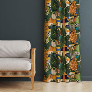 Blumen gemusterten Fenstervorhang, Hausvorhänge in modernem Stil, abstrakt gemusterte Hausvorhänge, elegante Vorhänge für Haus, moderne Vorhänge