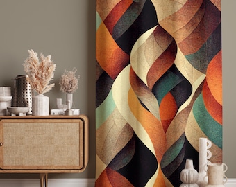 Artistic Design Drape, Modern Window Treatment, Blackout Option, Custom Size Fabric, Living Room Curtain, Doorway