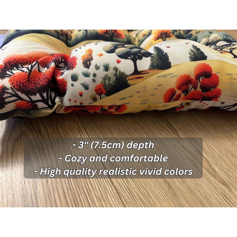 Bohemian Seat Pad, Colorful Chair Cushion, Outdoor Indoor Chair Cushion With Ties, Abstract Design Tufted Seat Cushion, Kitchen Stool Pads image 7