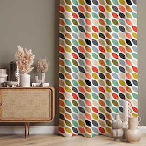 Scandinavian Curtain, Colorful Drapes, Folk Art Window Treatments, Blackout Option, Custom Size Fabric, Door Curtains, Nordic Decor Curtains